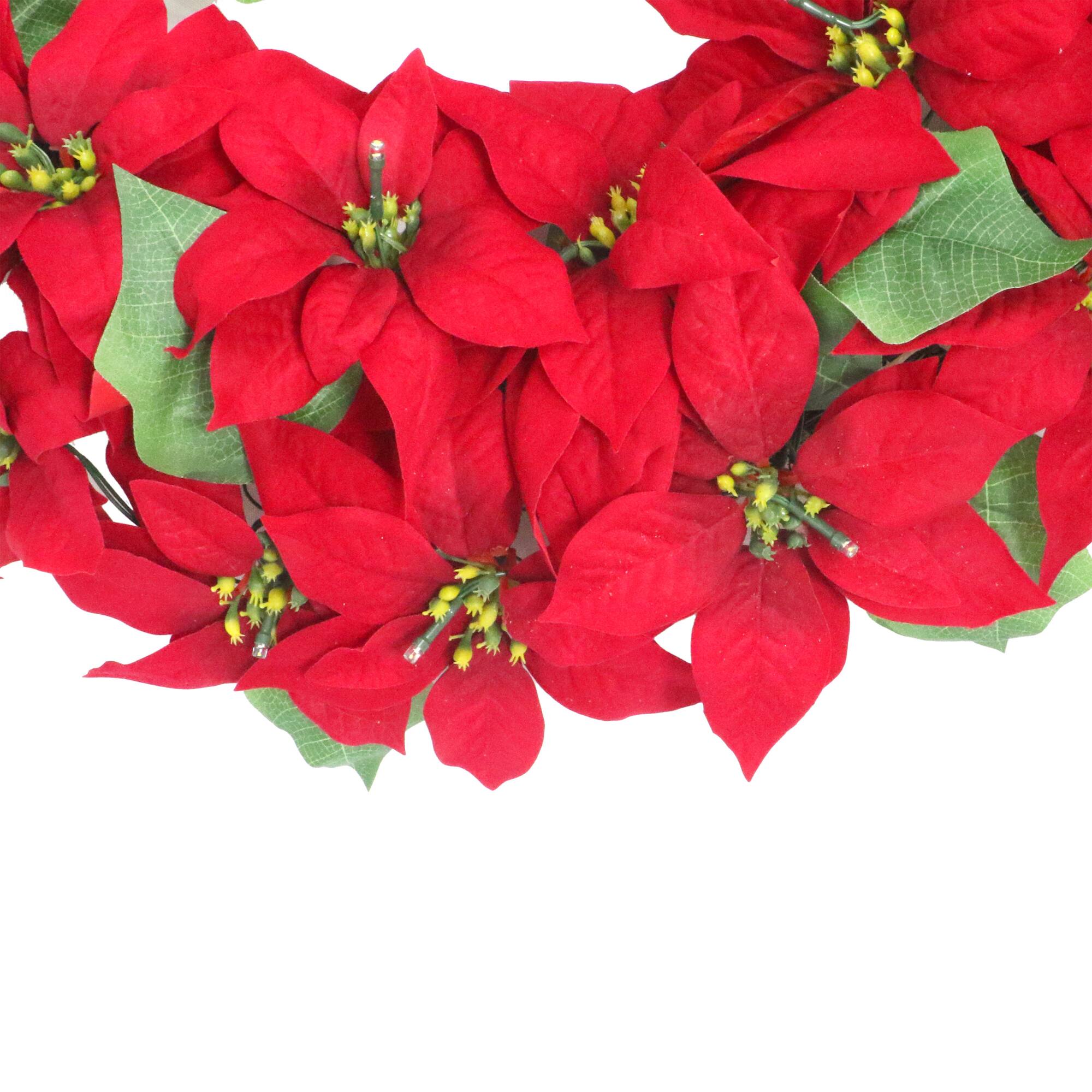 24" Pre-Lit Red Poinsettia Artificial Wreath